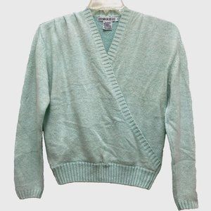 Vintage Segue Women's Size M Sweater, V-neck, Pullover, Long Sleeve, Green NEW